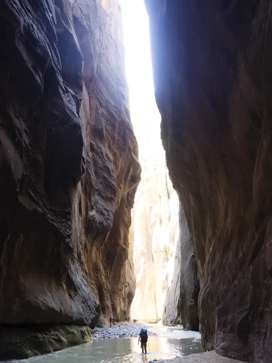 Exiting from The Narrows in Zion National Park
