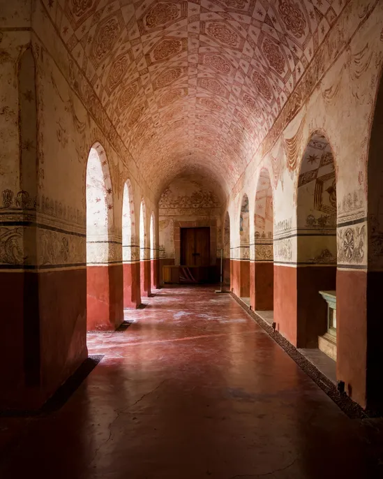 An old but beautiful arched hallway