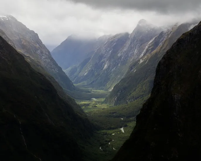 Looking back down the valley on the Milford Track