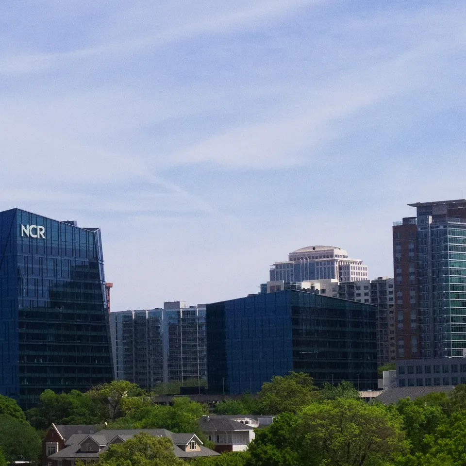 The skyline of Midtown from Georgia Tech's campus (panel 3 of 4)