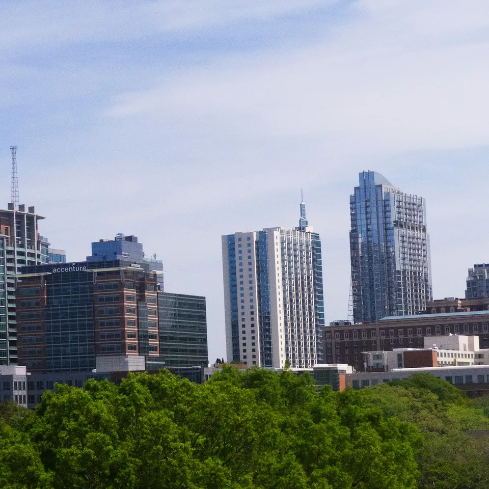 The skyline of Midtown from Georgia Tech's campus (panel 4 of 4)